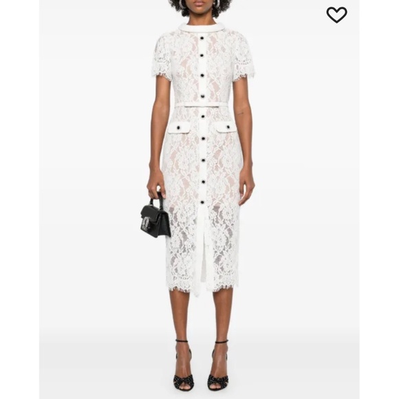 Self-Portrait $731 floral-lace midi dress white/ivory - Picture 4 of 13